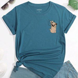 Cartoon Dog Print Tee - M